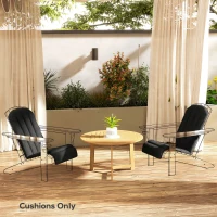 Outsunny Set of 2 Patio Chair Cushions, High Back Adirondack Chair Cushion with Ties, High-Density Foam, Black(m-8)