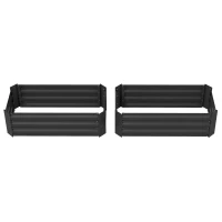 Outsunny Set of 2 Raised Garden Bed, Steel Elevated Planter Box for Flowers, Herbs, Succulents, 39"x20"x12", Black(m-2)