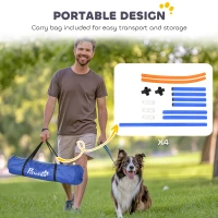 PawHut Dog Agility Training Equipment, 4 PCS Obstacle Course with Carrying Bag for Old Dogs, for Backyard, Outdoor, Blue(m-4)