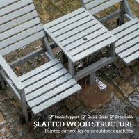 Outsunny Outdoor Bench with Wheels and 3-Position Adjustable High Back, 2 Seater Outdoor Loveseat with Umbrella Hole, Grey(m-9)