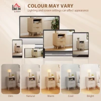 HOMCOM Nightstands Set of 2, Modern Bedside Tables with Charging Station, 2 Drawers and Open Shelf, Grey(m-9)