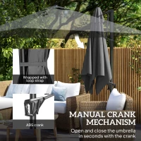 Outsunny 8'x8' Square Patio Hanging Offset Umbrella, Outdoor Cantilever Parasol w/ Cross Base, Dark Grey(m-6)