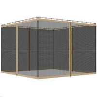 Outsunny Replacement Mosquito Netting for Gazebo 12' x 12' Black Screen Walls for Canopy with Zippers, Khaki(m-2)