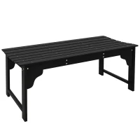 Outsunny Wooden Garden Bench, Patio Double Park Bench with Slatted Seat, Front Porch Backless Bench, Black(m-11)
