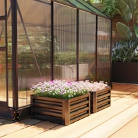 Outsunny 2' x 2' x 1' 2-Pieces Raised Garden Bed w/ Galvanised Steel Frame for Vegetables Flowers Herbs, Black(m-7)