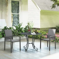 Outsunny Set of 2 Outdoor Garden Chairs, Stackable Patio Dining Chairs with Breathable Fabric, Armrests and Backrest, Dark Grey(m-8)