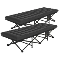 Outsunny Set of 2 Camping Cot with Soft Pad, 32" Extra Wide Folding Cots with Non-Slip Feet and Carry Bag, Black(m-2)