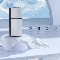 HOMCOM Double Door Mini Fridge with Freezer, 4.6 Cu.Ft Small Refrigerator with Thermostat, Shelves, Reversible Door, Silver(m-6)