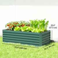 Outsunny 6' x 3' x 2' Raised Garden Bed, Galvanized Planter Box for Growing Flowers, Herbs and Vegetables, Dark Green(m-3)