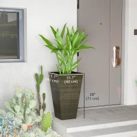 Outsunny Tall Planter for Outdoor Plants Set of 3, 28 Inch Taper Planter with Drainage Holes, Bronze(m-3)
