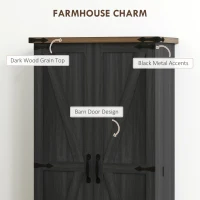 HOMCOM 47" Kitchen Pantry Storage Cabinet, Farmhouse Kitchen Pantry Cabinet with Adjustable Shelves and Door Shelves, Black(m-4)