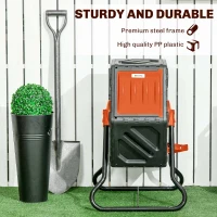 Outsunny Rotating Composter, Compost Bin with 24 Vents and Steel Legs, 17 Gallon, Orange(m-7)
