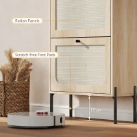 HOMCOM Shoe Cabinet with 2 Flip Drawers, Boho Narrow Shoe Storage Cabinet, Oak(m-9)