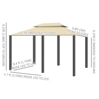 Outsunny 13' x 10' Soft-top Gazebo Patio Steel Canopy Portable Party Event with Double Canopy Roof, Curtains, Cream White(m-3)