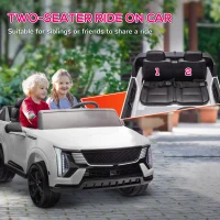 Qaba 2-Seater Ride on Truck, 12V Cadillac Escalade Licensed Kids Electric Car with Remote , Spring Suspension, White(m-4)