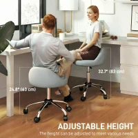 HOMCOM Salon Stool, Adjustable Rolling Stool, Grey(m-4)