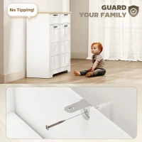 HOMCOM 13 Gallon Tilt Out Garbage Cabinet, Kitchen Island with Trash Cabinet, 2 Drawers, Door Racks, Adjustable Shelves, White(m-7)