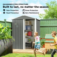 Outsunny 4.5 x 3ft Outdoor Storage Shed, Waterproof Metal Garden Shed with Lockable Door for Backyard, Patio, Lawn, Light Grey(m-4)