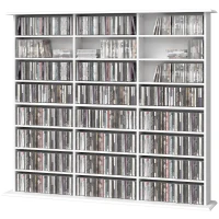 HOMCOM Media Storage Cabinet, 8-Tier DVD Shelf with 18 Adjustable Shelves, Holds 1032 CDs, 594 DVDs or Blu-rays, White(m-2)