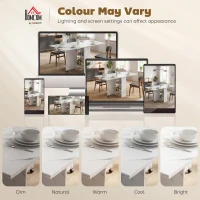 HOMCOM Extendable Dining Table, Collapsible Folding Table with 2-tier Shelves and Rolling Casters, Marble White(m-9)