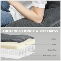 HOMCOM L-Shape Sofa, Modern Sectional Couch with Changeable Chaise Lounge, Pillows and Wooden Legs for Living Room, Dark Grey(m-6)