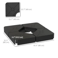 Outsunny Umbrella Weights for Cantilever Parasols, Set of 4 Heavy Duty Parasol Base Weights, Black(m-3)