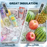 Outsunny 80 Quart Rolling Patio Cooler Cart with Storage Shelf, Patio Cooler with Locking Wheels, Bottle Opener & Cap Catcher(m-5)