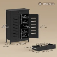 HOMCOM Shoe Cabinet with Louvered Doors, Modern Shoe Storage Cabinet with Drawer and Adjustable Shelves, Black(m-3)