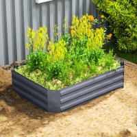 Outsunny Galvanized Raised Garden Bed, 4' x 3' x 1' Outdoor Metal Planter Box, Raised Bed for Growing Flowers Herbs, Dark Grey(m-9)