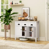 HOMCOM Sideboard Buffet Cabinet, 40" Kitchen Coffee Bar Cabinet with 3 Drawers and 2 Adjustable Shelves, White(m-1)