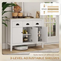 HOMCOM Sideboard Buffet Cabinet, 40" Kitchen Coffee Bar Cabinet with 3 Drawers and 2 Adjustable Shelves, White(m-5)