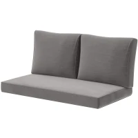 Outsunny 2 Seater Outdoor Seat Cushions with Backrest, Loveseat Double Sofa Outdoor Furniture Cushions, Light Grey(m-2)