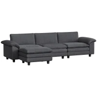 HOMCOM Sectional Sofa, L Shaped Couch with Deep Seat, Movable Ottoman and Pillow-top Armrests, Dark Grey(m-2)