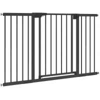 PawHut Baby Gate, Pet Safety Gate Pressure Fit, 30"-51" Wide with Two-Way Open, Auto-Close for Stair, Doorways, Hallways, Black(m-2)