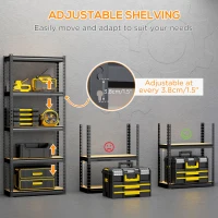 HOMCOM Heavy Duty Garage Shelf, 5-Tier Metal Shelving Unit, Industrial Utility Shelves with Steel Frame and Adjustable Shelves for Garage, Warehouse, Basement, Black and Brown(m-6)