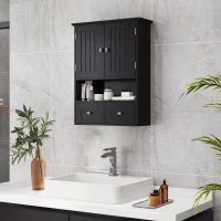 kleankin Medicine Cabinet, Bathroom Wall Cabinet with Shelf and Drawers for Hallway, Living Room, Black(m-1)