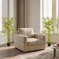 Outsunny 4FT Artificial Bamboo Tree Set of 2, Faux Decorative Plant in Nursery Pot for Indoor Decor(m-9)