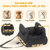 PawHut Dog Car Seat for Small Pets, Dog Booster Car Seat with Cushion and Storage Pockets, Machine Washable, Black(m-3)