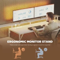 HOMCOM 76" Gaming Desk, Reversible Computer Table with RGB Lights, USB Ports, Monitor Stand and 2 Fabric Drawers, White(m-7)