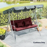 Outsunny 4-Piece Back and Seat Cushion Pillows Replacement and Pillows, Patio Chair Cushions Set with Ties, Wine Red(m-9)