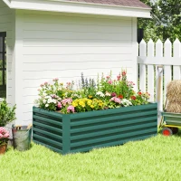 Outsunny 6' x 3' x 2' Raised Garden Bed, Galvanized Planter Box for Growing Flowers, Herbs and Vegetables, Dark Green(m-9)