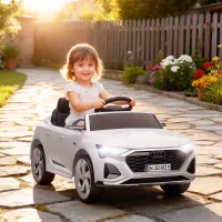 Qaba 12V Battery Powered Kids Electric Car, Audi Q8 etron Sportback Licensed Ride on Car w/ Remote Control, White(m-8)