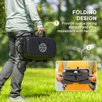 Outsunny Charcoal BBQ Grill, Foldable Barbecue Grill with Warming Rack, Adjustable Vent, Thermometer, Handles, Black(m-5)