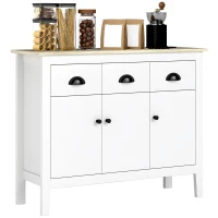 HOMCOM Sideboard Buffet Cabinet, 40" Kitchen Coffee Bar Cabinet with 3 Drawers and 2 Adjustable Shelves, White(m-11)