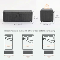 HOMCOM Storage Ottoman, Upholstered Corduroy End of Bed Bench with Thick Padding, Storage Bench for Bedroom, Dark Grey(m-3)