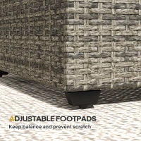 Outsunny Wicker Outdoor Coffee Table, PE Wicker Rectangular Patio Table with Tempered Glass Top for Garden, Balcony, Dark Grey(m-7)