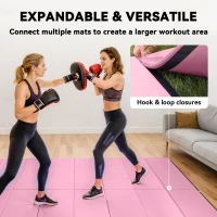 Soozier 4'x6'x2'' Folding Gymnastics Tumbling Mat, Exercise Mat  with Carrying Handles for Yoga, MMA, Martial Arts, Stretching, Core Workouts, Pink(m-5)