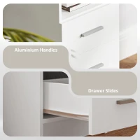 HOMCOM Computer Desk with Storage, 39" Home Office Desk with 3 Drawers nad Open Shelf, Writing Table for Bedroom, White(m-5)