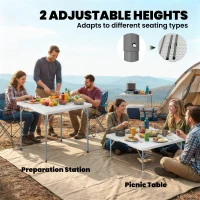 Outsunny Folding Picnic Table Heavy Duty Camping Table 34" x 34", Indoor Outdoor Use for Picnic, Beach, BBQ, White(m-6)