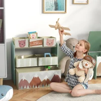 Qaba Toy Organizer with 6 Storage Bins, 25" x 12" x 26", Green(m-1)